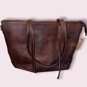 Vintage genuine leather brown tote bag